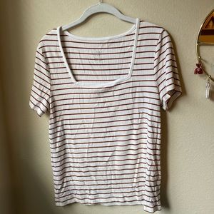 A New Day Striped Square Neck Tee Large